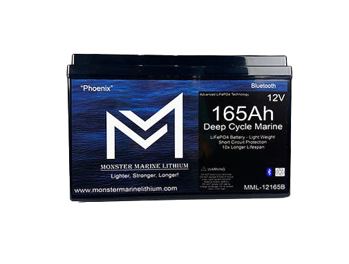 Monster Marine lithium battery packaging on a white background