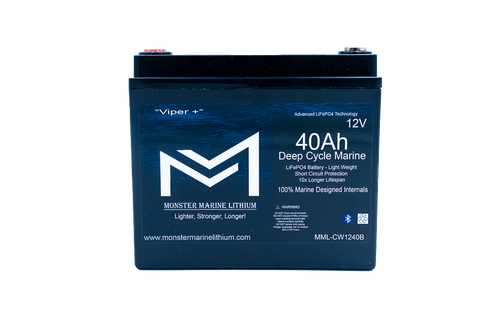 12v 40Ah Deep Cycle Lithium Marine Battery "Viper" - Bluetooth - MML-CW1240B