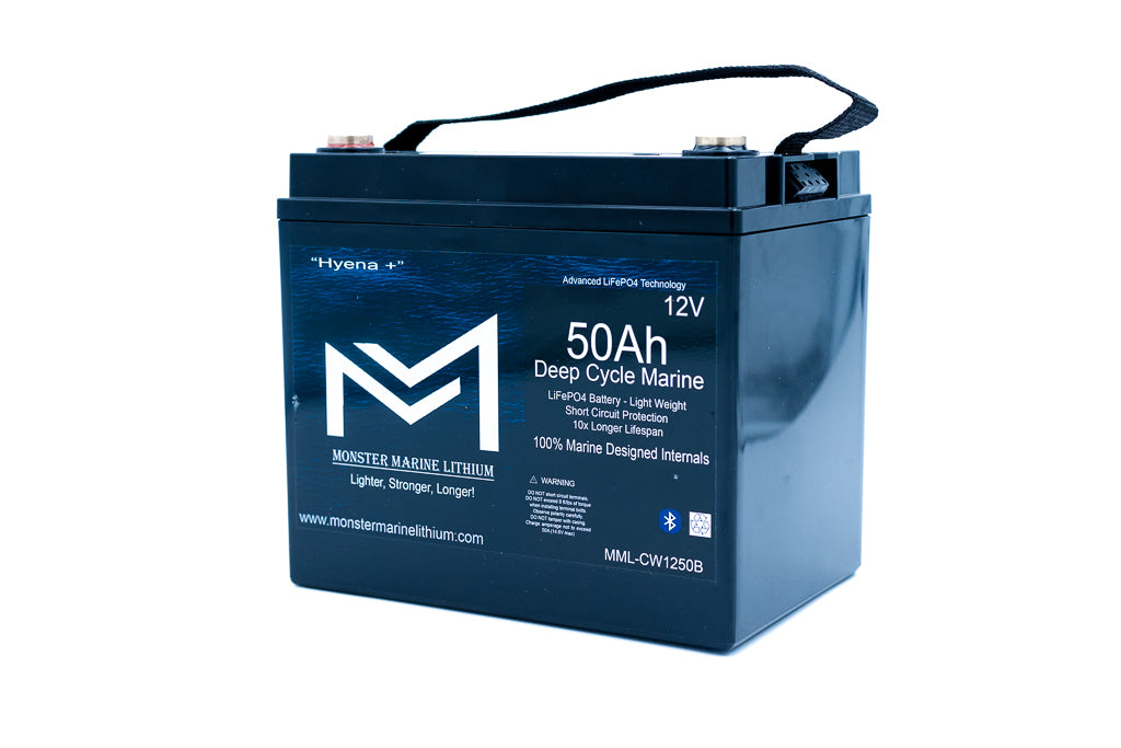 12v 50Ah Deep Cycle Lithium Marine Battery "Hyena" - Bluetooth - MML-CW1250B, view 2