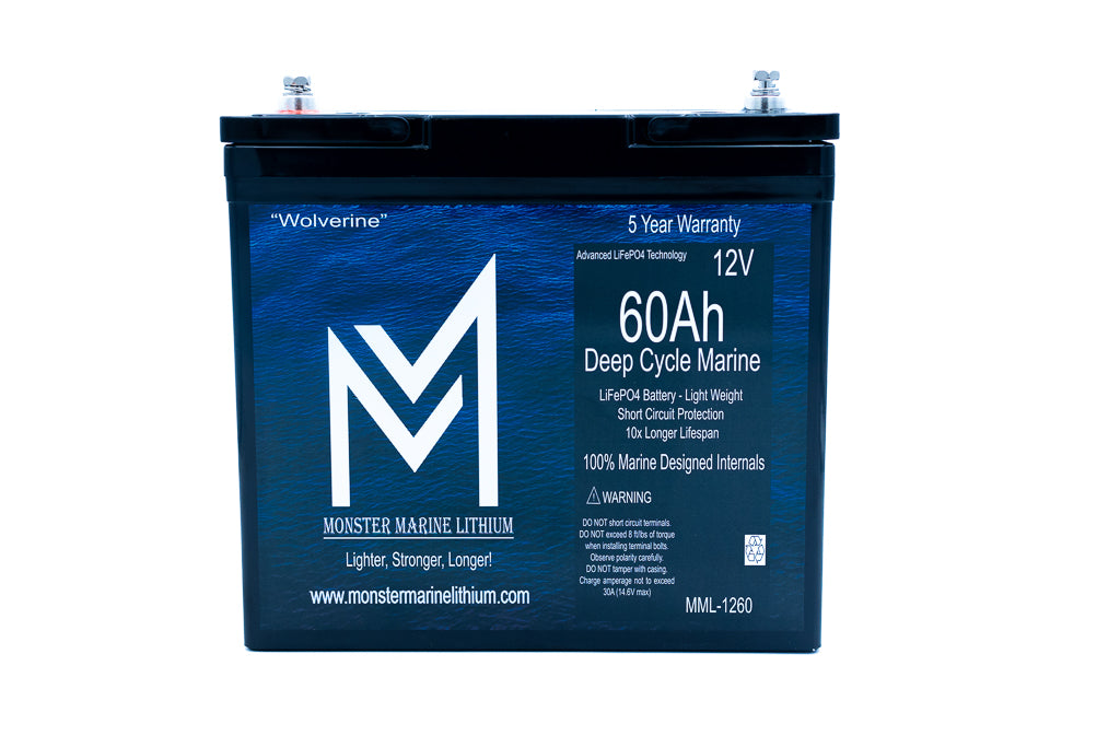 12v 60Ah Deep Cycle Lithium Marine Battery "Wolverine" - MML-1260, view 2
