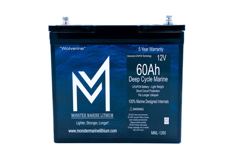 12v 60Ah Deep Cycle Lithium Marine Battery "Wolverine" - MML-1260, view 2
