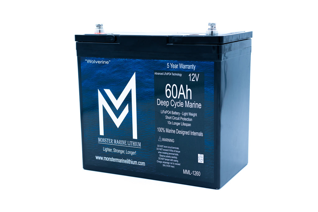 12v 60Ah Deep Cycle Lithium Marine Battery "Wolverine" - MML-1260, view 3
