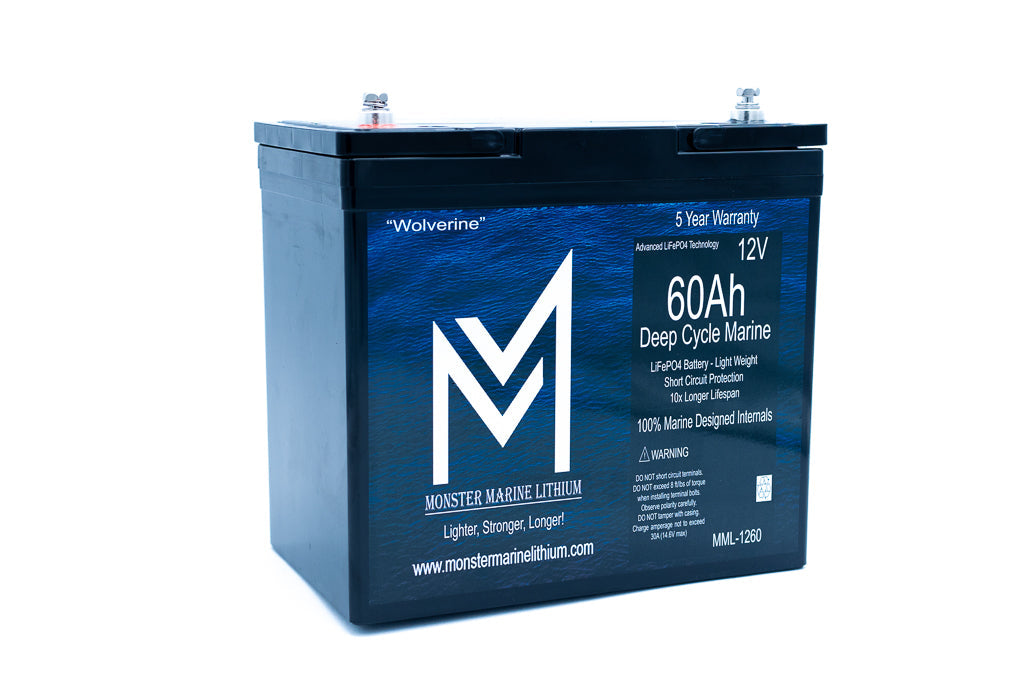 12v 60Ah Deep Cycle Lithium Marine Battery "Wolverine" - MML-1260, view 4