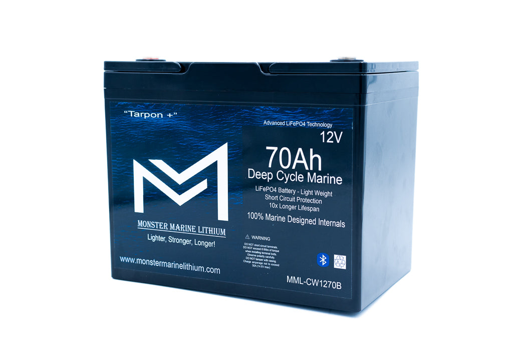 12v 70Ah Deep Cycle Lithium Marine Battery "Tarpon" Bluetooth, view 3
