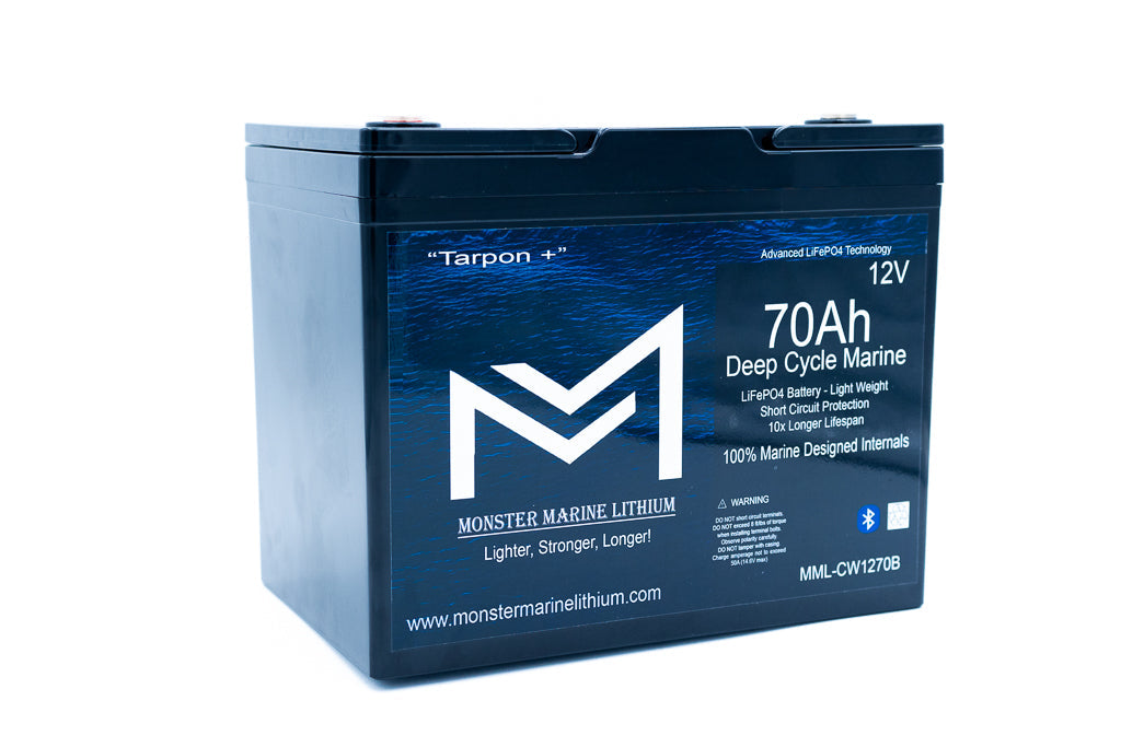 12v 70Ah Deep Cycle Lithium Marine Battery "Tarpon" Bluetooth, view 4