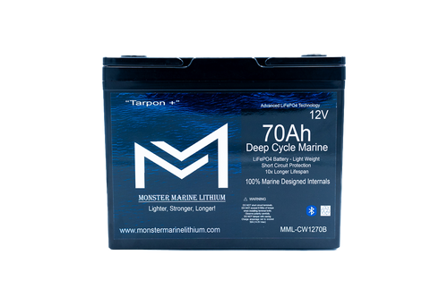 12v 70Ah Deep Cycle Lithium Marine Battery "Tarpon" Bluetooth