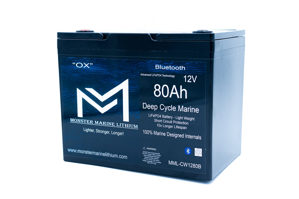 12v 80Ah Bluetooth Deep Cycle Lithium Marine Battery, view 3