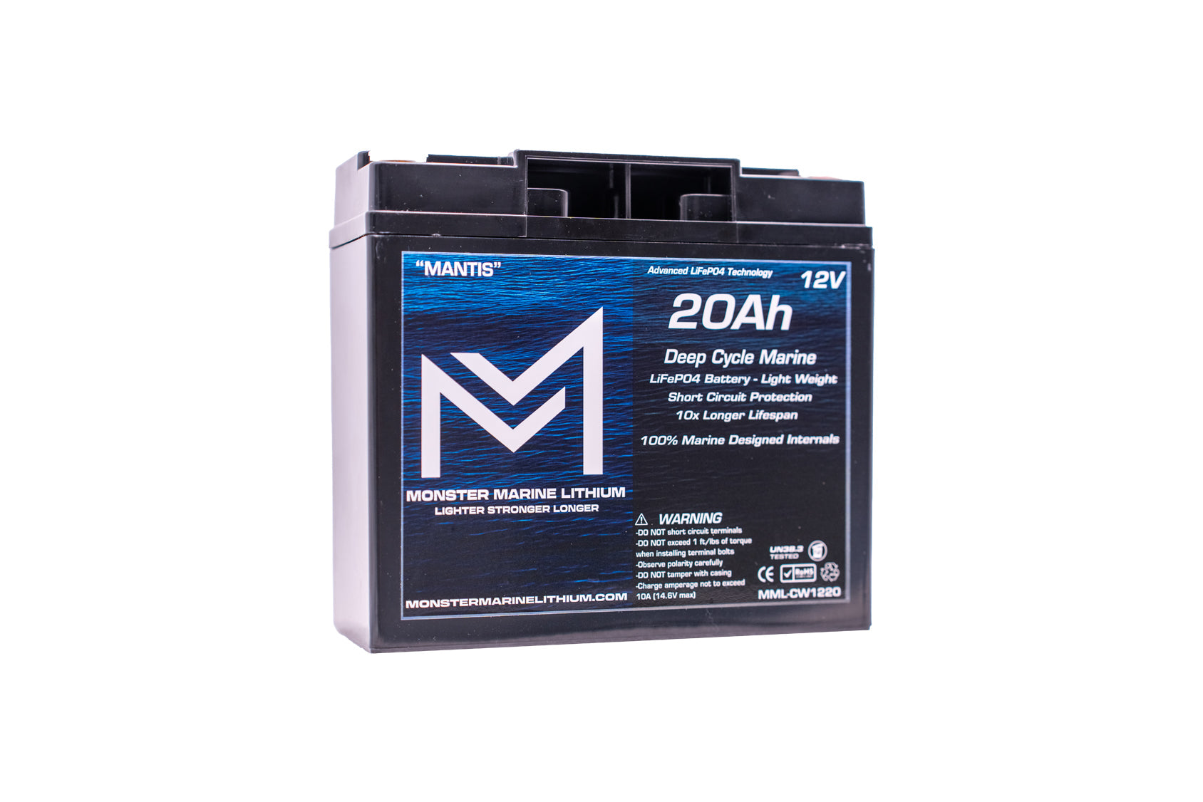 12v 20Ah Deep Cycle Lithium Marine Battery "MANTIS", view 2