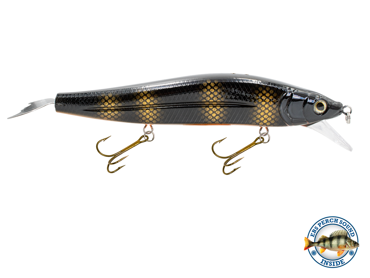 Fishing lure with perch inside on a white background