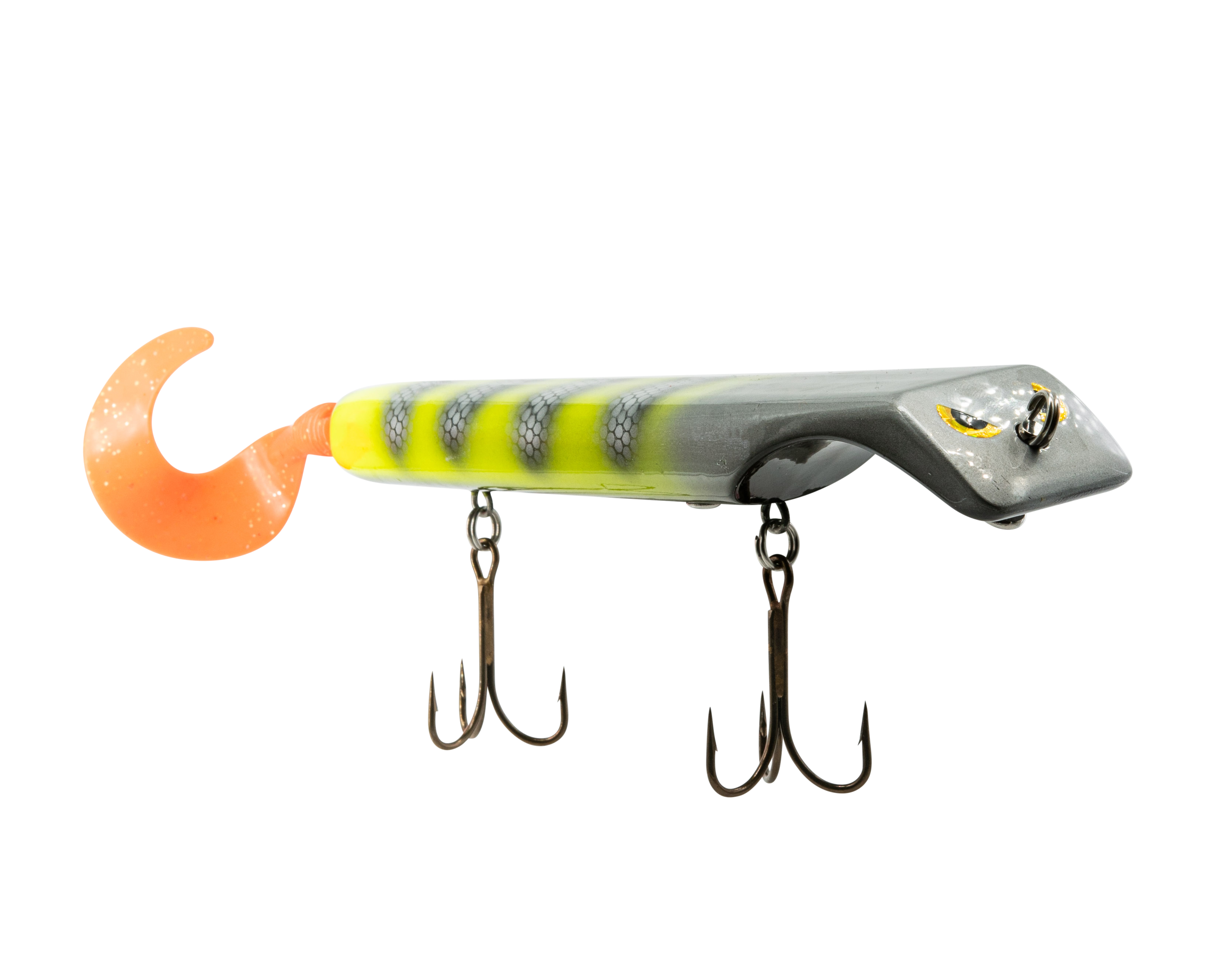Fishing lure with a hook on a white background
