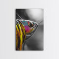 Colorful Lure, Fishing Hook, Bold Scales, Rainbow Detail, Framed Canvas Print, Man Cave Art, Fishing Decor, Vibrant Realism W