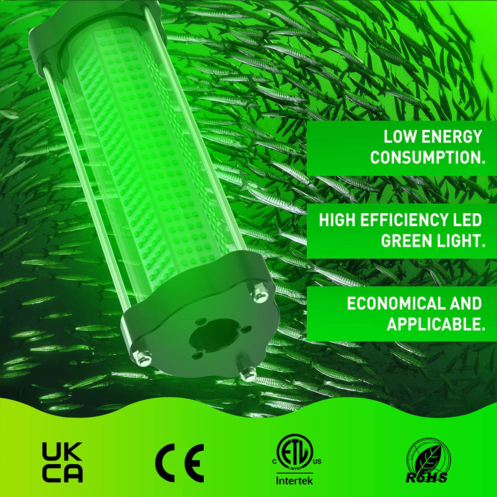 200W 300W Underwater Fishing Light 12V IP68 Waterproof Aluminum High Power Glowing Boat Fish Attractants Lure Green Submersib