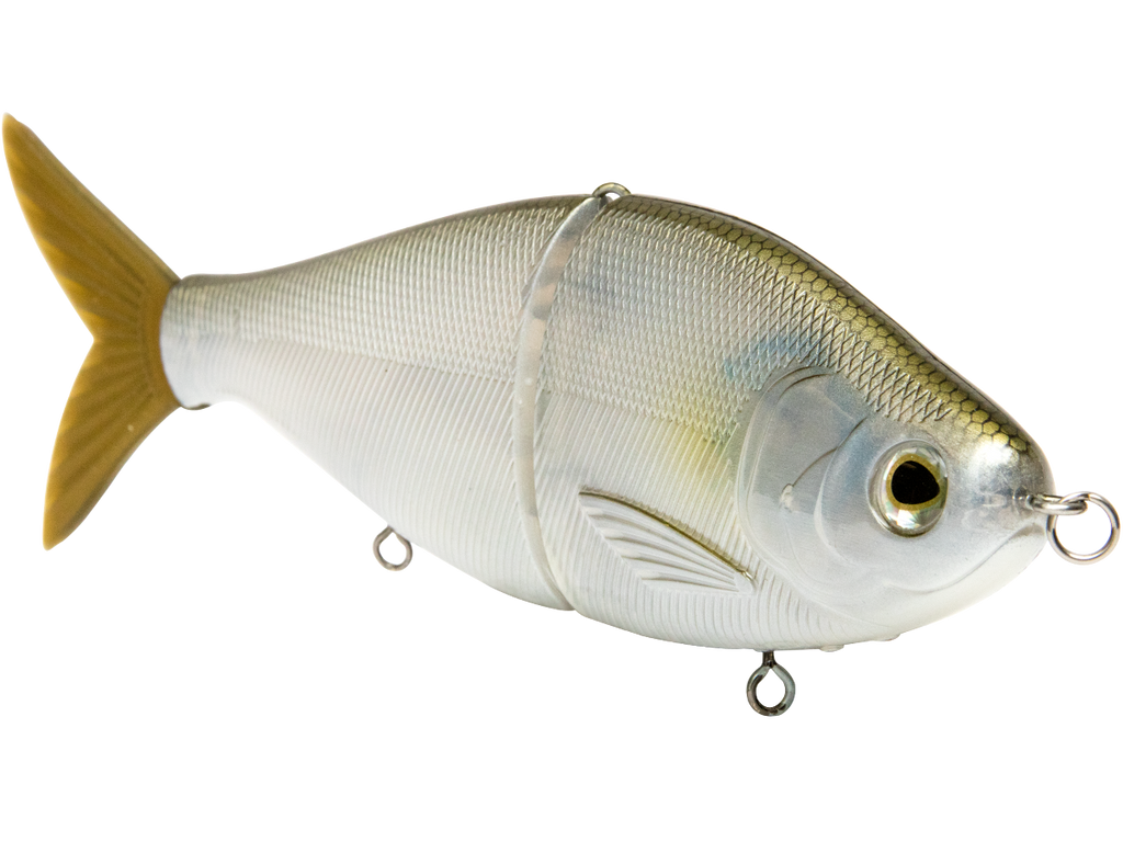 Fishing lure shaped like a fish on a white background