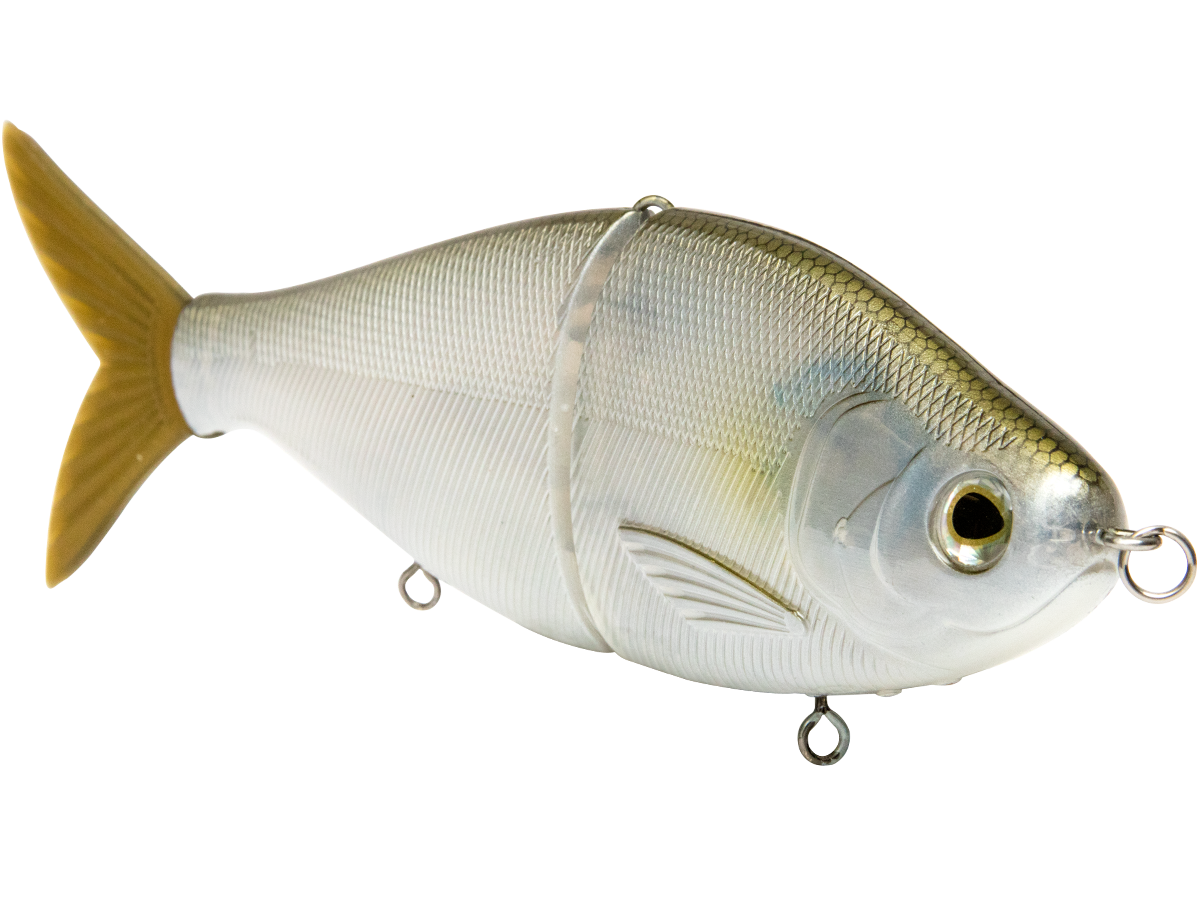 Fishing lure shaped like a fish on a white background