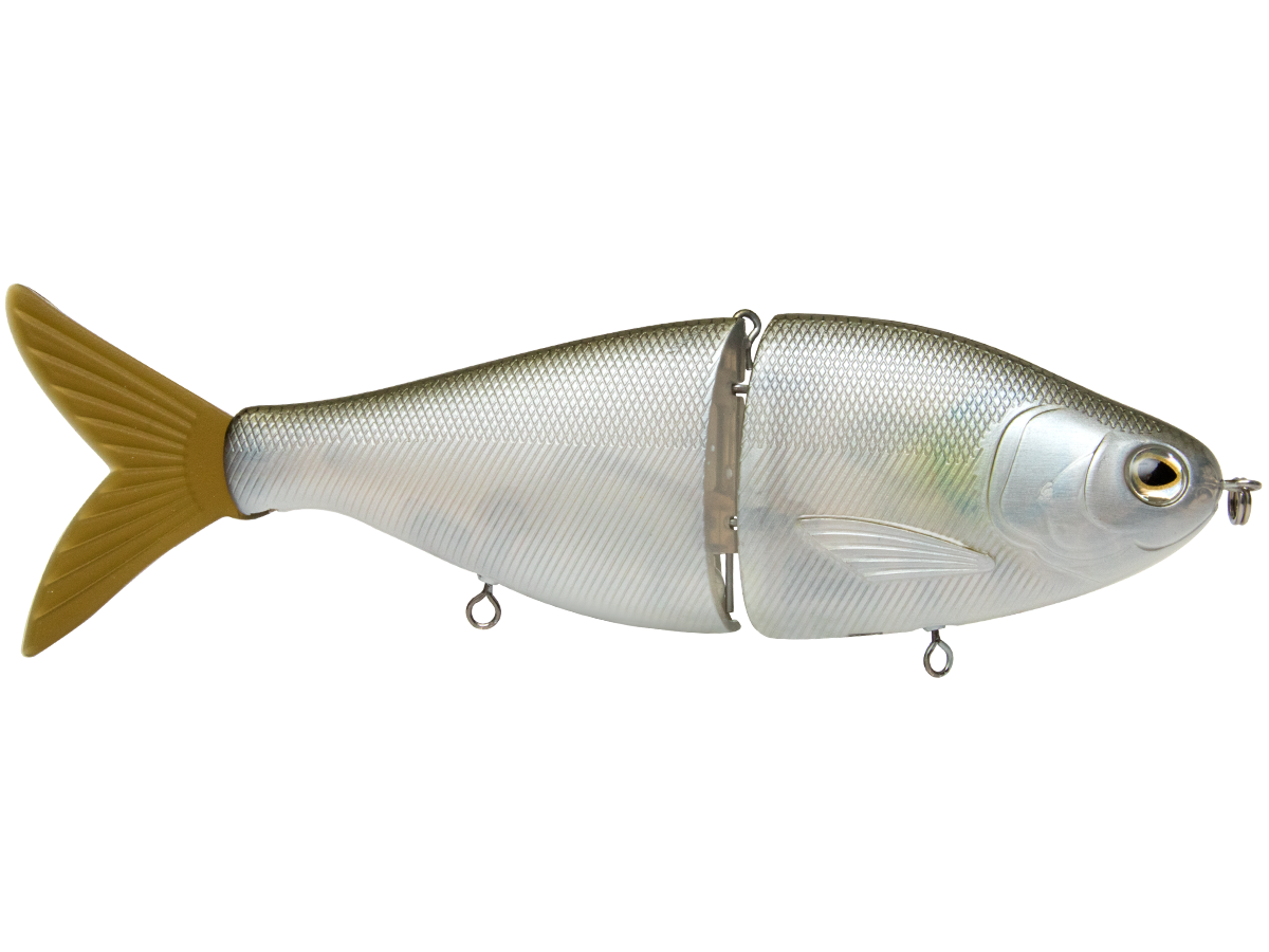 Fishing lure resembling a fish on a white background