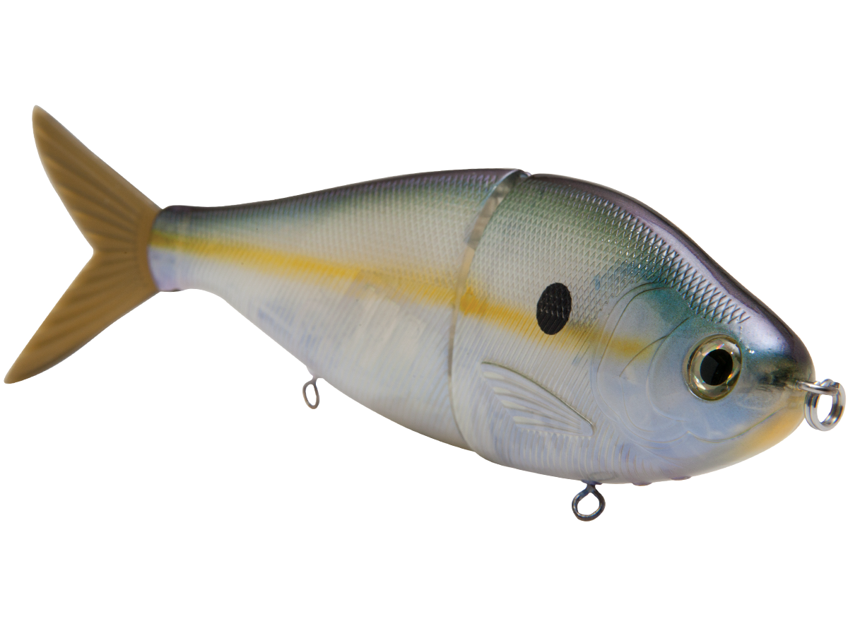 Fishing lure with a realistic fish design on a white background