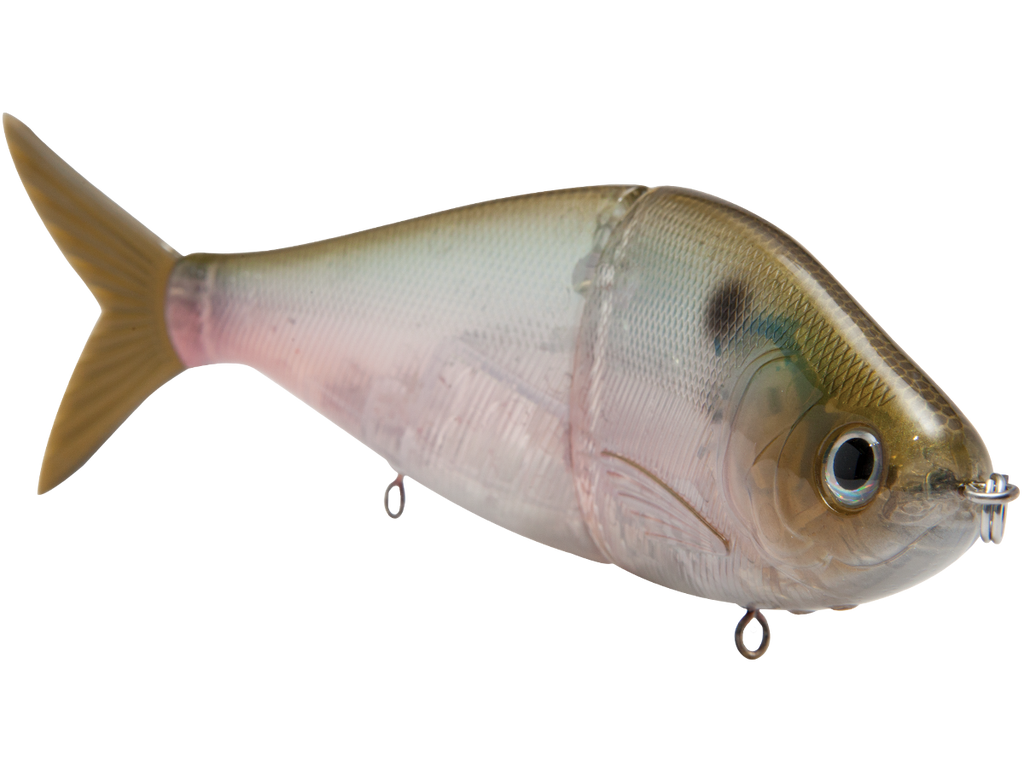 Fishing lure shaped like a fish on a white background
