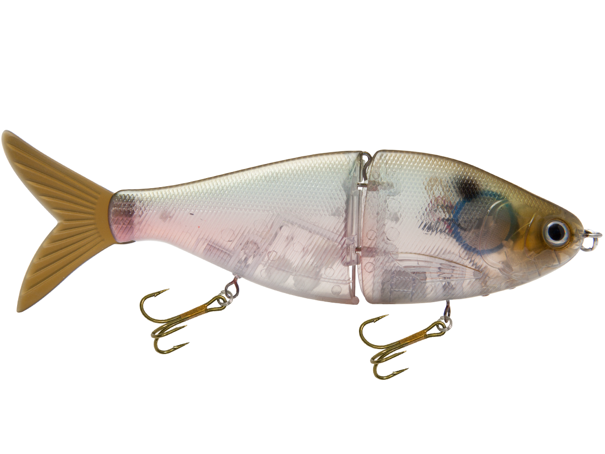 Fishing lure shaped like a fish on a white background