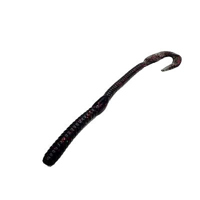 Curl Tail 6"- Smoke Black Red Flake (10-Pack) — soft plastic fishing bait
