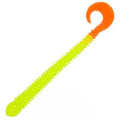 Ring Worm 4" - Chartreuse Orange Tail (10-Pack) — soft plastic fishing bait