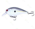 Fishing lure with a white body and red and black details on a white background
