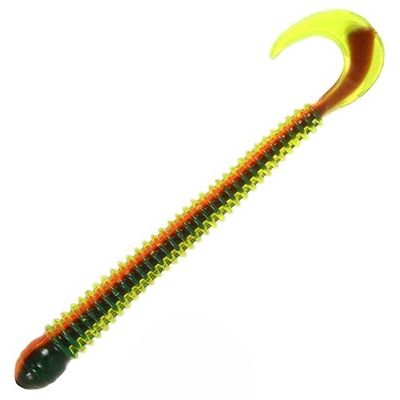 Ring Worm 4" - Fire Tiger (10-Pack) — soft plastic fishing bait