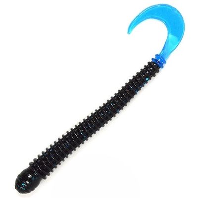 Ring Worm 4" - Black Blue w/ Blue Tail (10-Pack) — soft plastic fishing bait