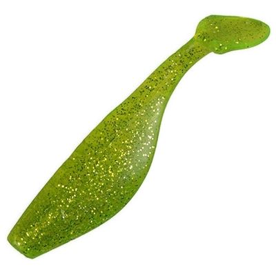 Swim Shad 4" - Chartreuse Gold Glitter (10-Pack) — soft plastic fishing bait