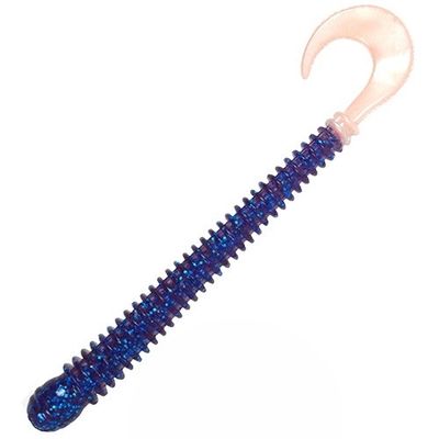 Ring Worm 4"- Electric Blue Pearl Tail (10-Pack) — soft plastic fishing bait