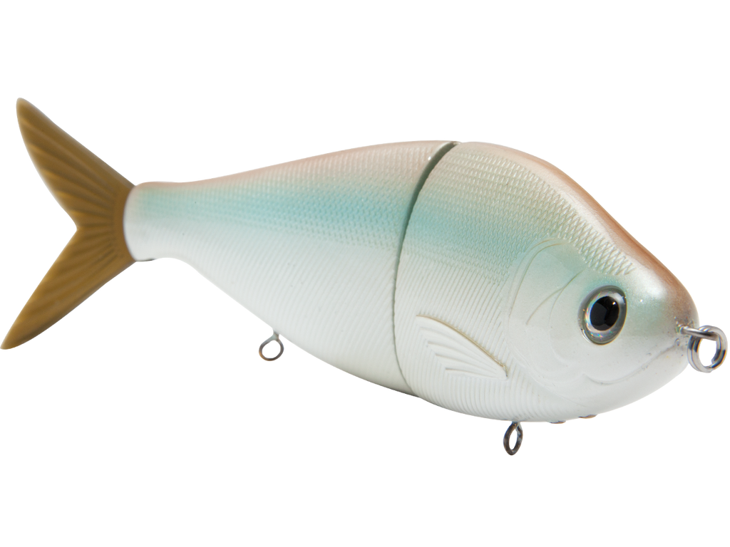 Fishing lure resembling a fish on a white background