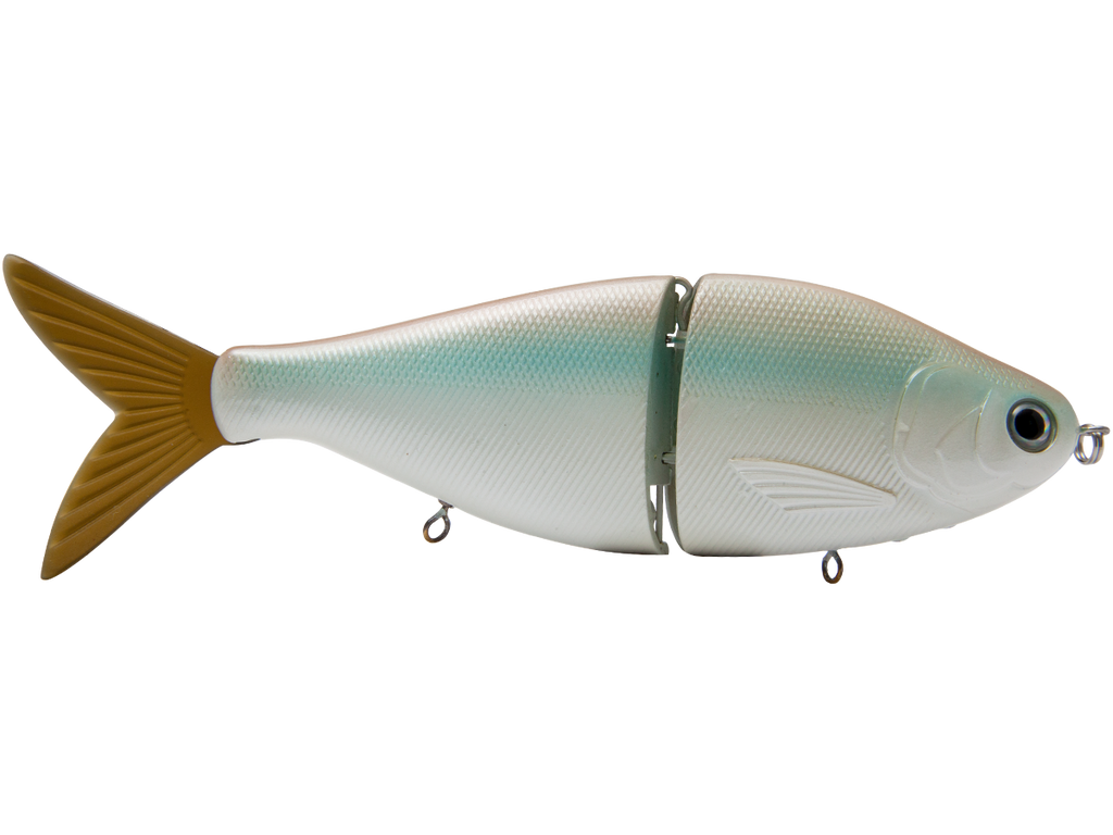 Fishing lure shaped like a fish on a white background
