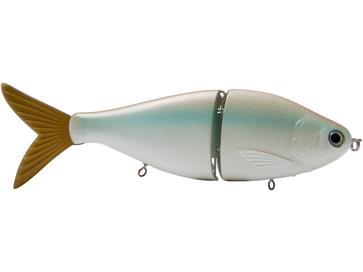 Fishing lure shaped like a fish on a white background
