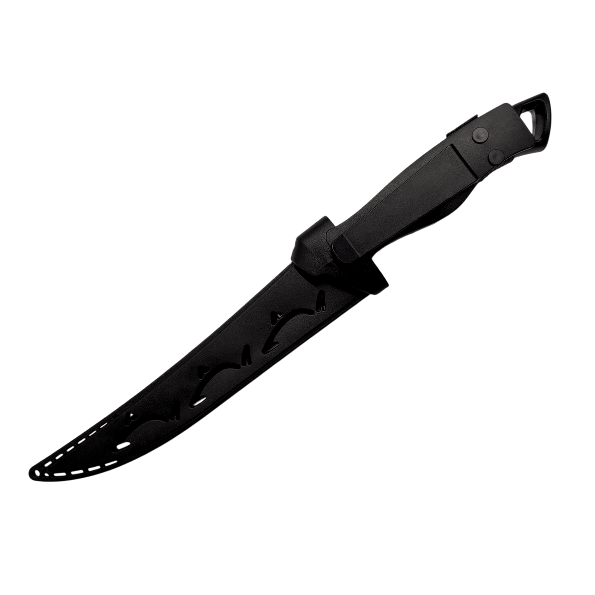 Black knife with sheath on a transparent background