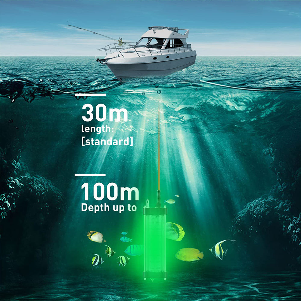 200W 300W Underwater Fishing Light 12V IP68 Waterproof Aluminum High Power Glowing Boat Fish Attractants Lure Green Submersib