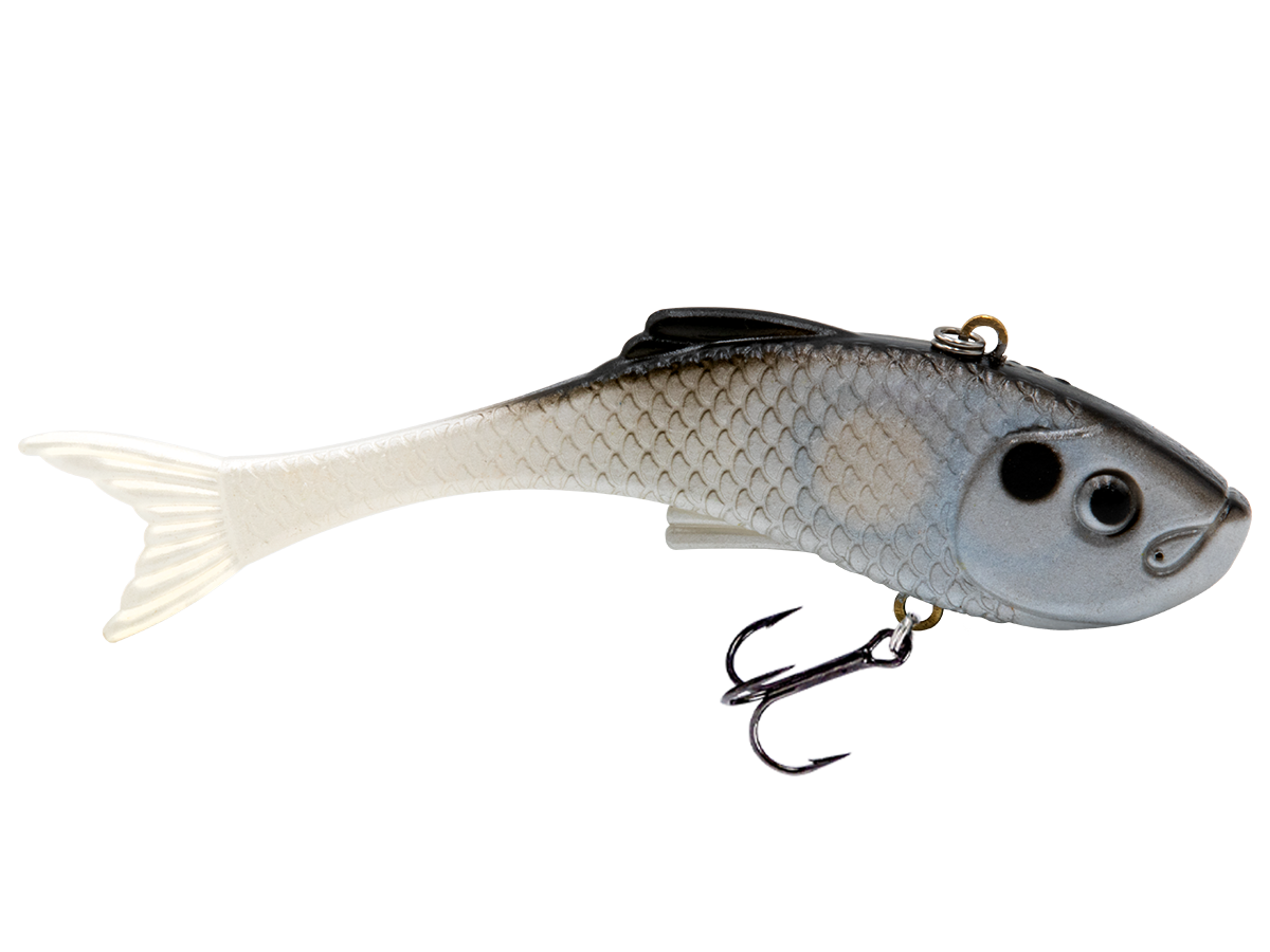 Fishing lure resembling a fish on a white background