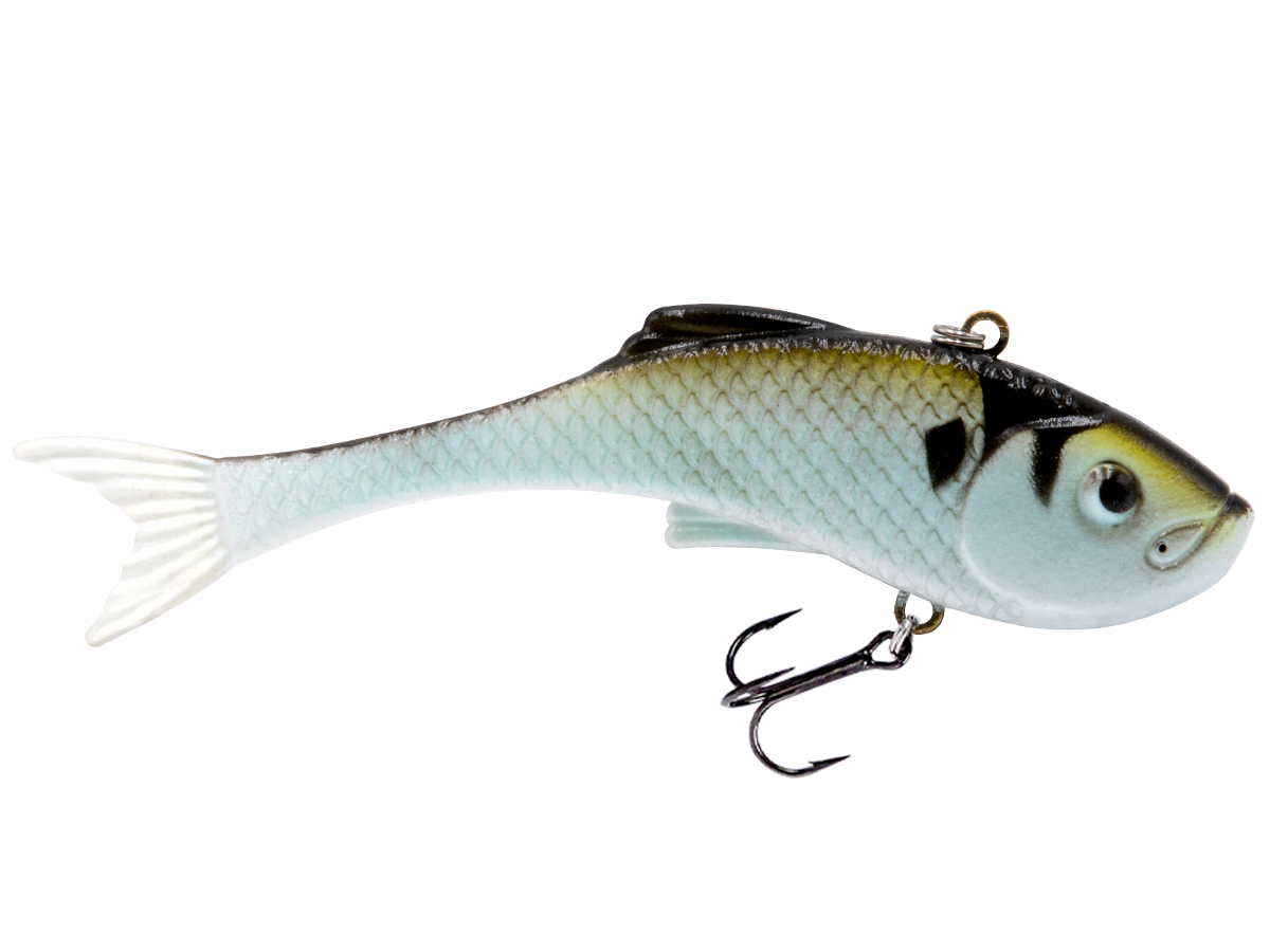 Fishing lure resembling a fish on a white background