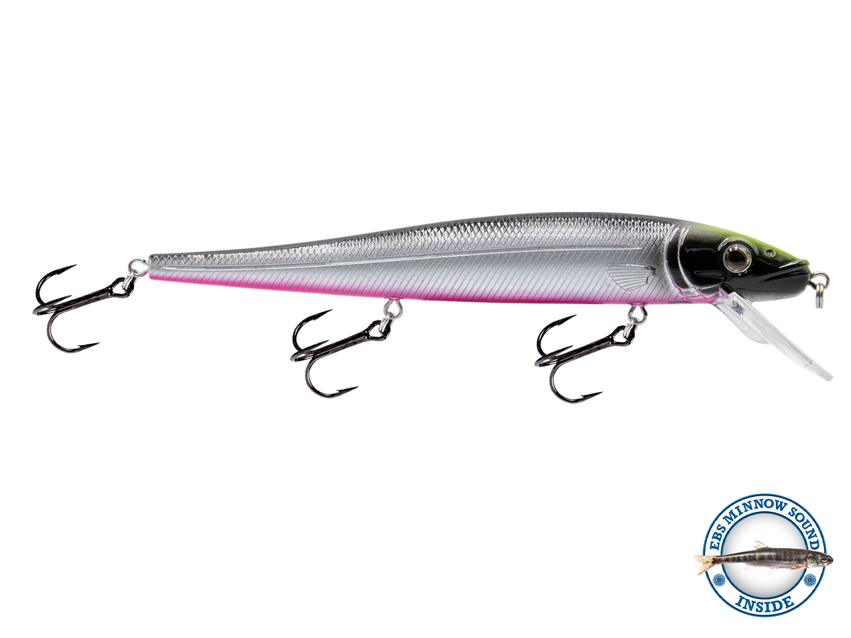 Fishing lure with treble hooks on a white background