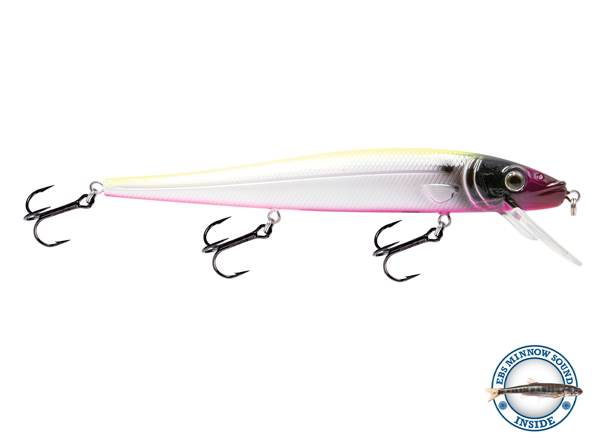 Fishing lure with treble hooks on a white background
