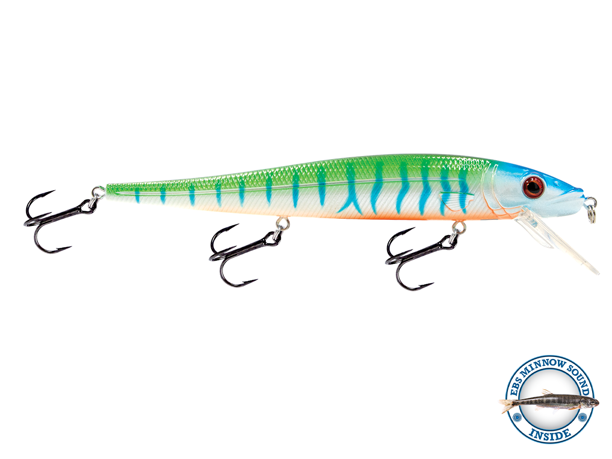 Fishing lure with treble hooks on a white background