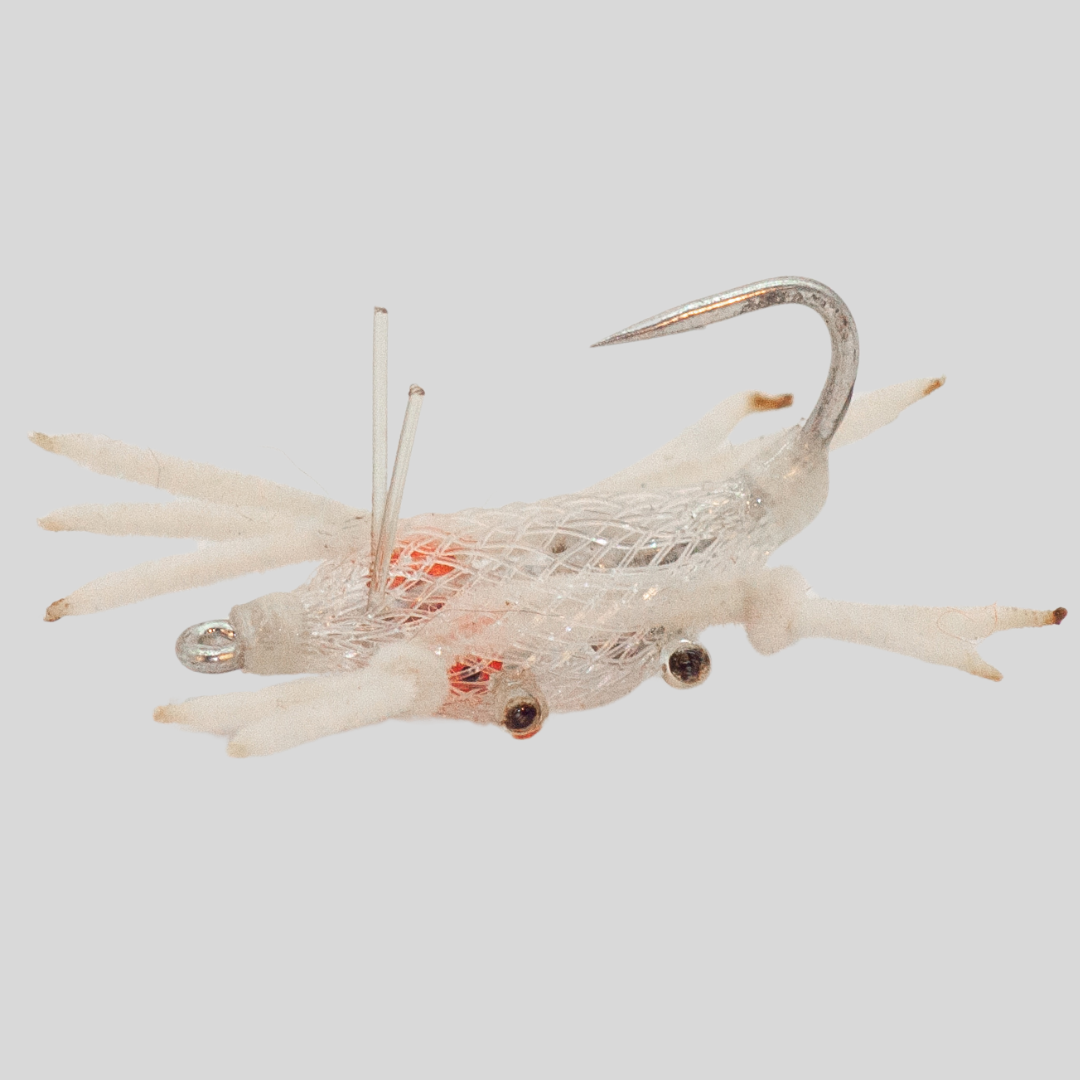Alphlexo Crab™ by Flymen Fishing Company in Clear (with Hot Spot)