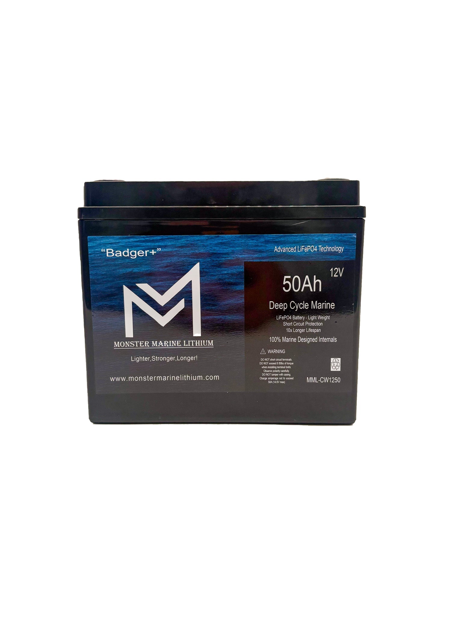 12v 50Ah Deep Cycle Lithium Marine Battery "Hyena" - MML-CW1250
