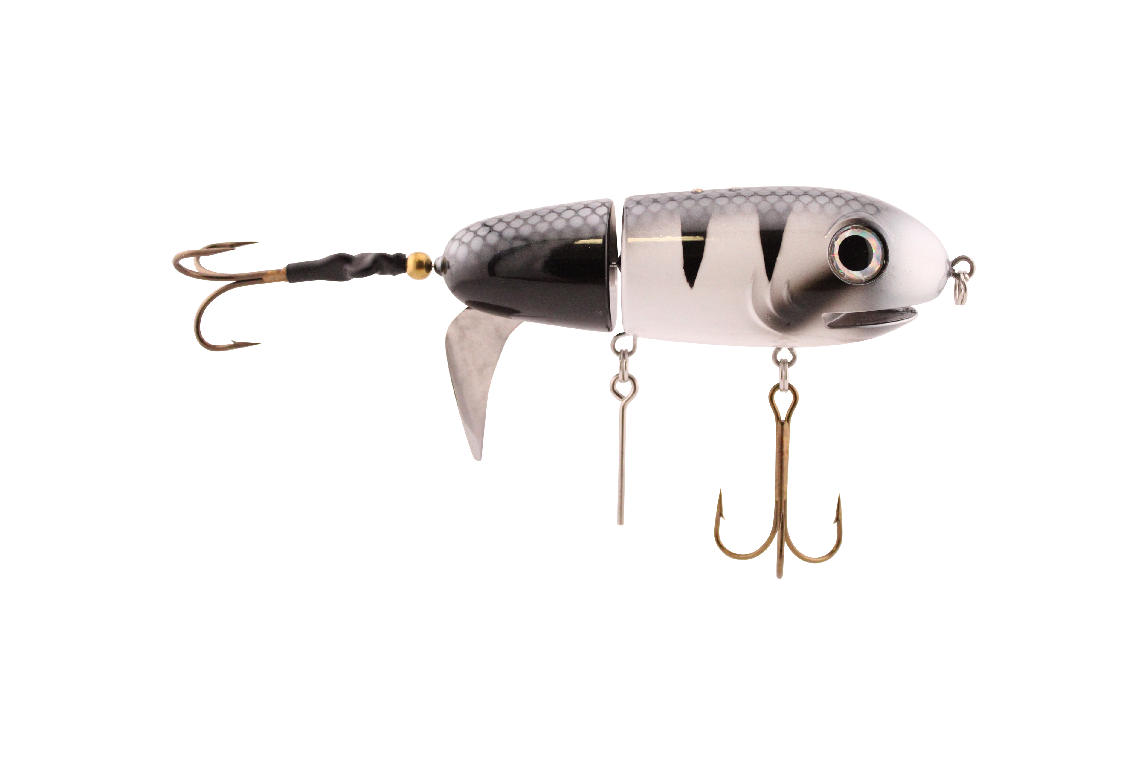 Fishing lure with a detailed design on a white background