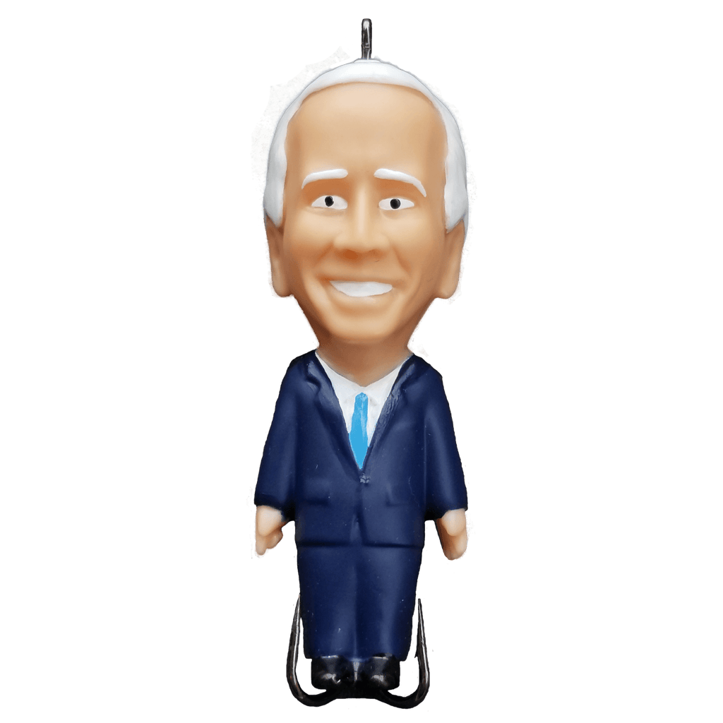 Ornament with a person's face in a suit on a clear background