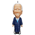 Ornament with a person's face in a suit on a clear background