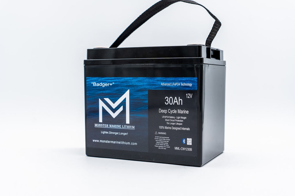12v 30Ah Deep Cycle Lithium Marine Battery "Badger" - Bluetooth - MML-1230B, view 2