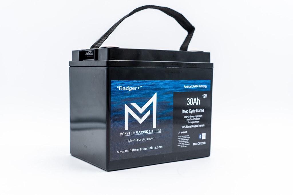 12v 30Ah Deep Cycle Lithium Marine Battery "Badger" - Bluetooth - MML-1230B, view 3