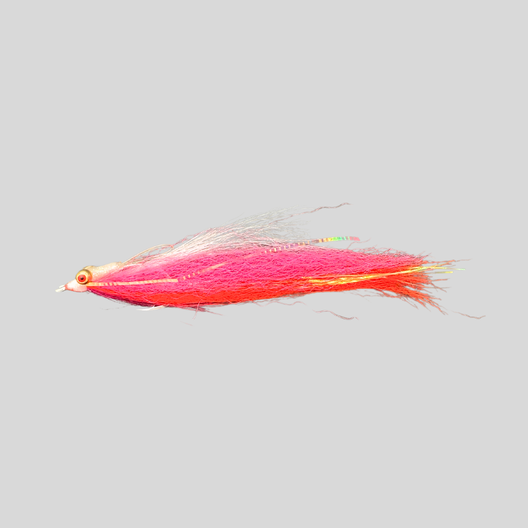 FS Mega Clouser Minnow by Flymen Fishing Company in Pink & White