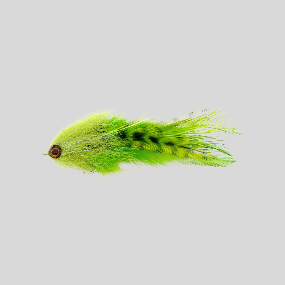 Fish-Skull® Mini Brush Flies by Flymen Fishing Company in Chartreuse