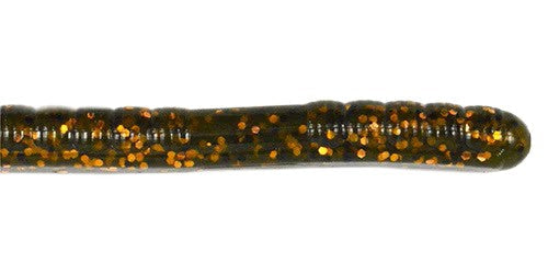 Ribbon Tail Worm 10" - Green Pumpkin / Copper Flakes (10-Pack) — soft plastic fishing bait, view 2