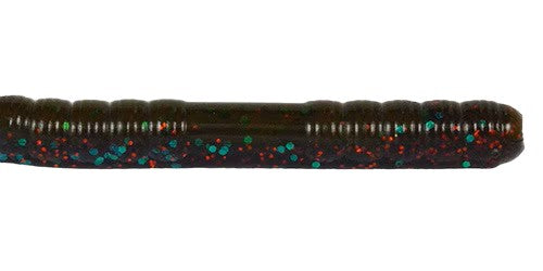 Ribbon Tail Worm 10" - Green Pumpkin w/ Junebug Laminate (10-Pack) — soft plastic fishing bait, view 2